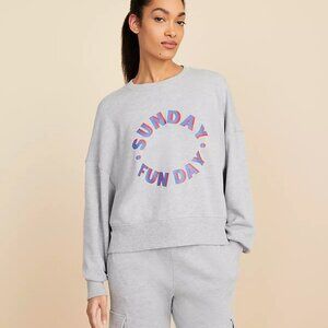 Lou & Grey Sunday Funday Fluffy Fleece Sweatshirt in Grey size XXL